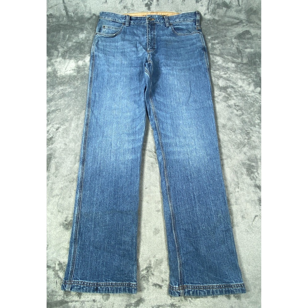 Duluth Trading Jeans Mens 37x33 Blue Flex Ballroom Relaxed Fit Stretch Workwear